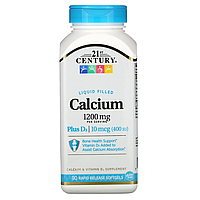 Кальцій Liquid Filled Calcium 1200 мг + D3 21st Century 90 капсул