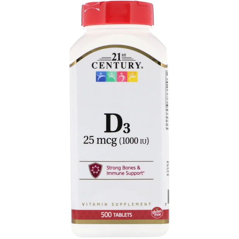 Vitamin D3 25 мкг 1000 IU 21st Century 500 таблеток, фото 1