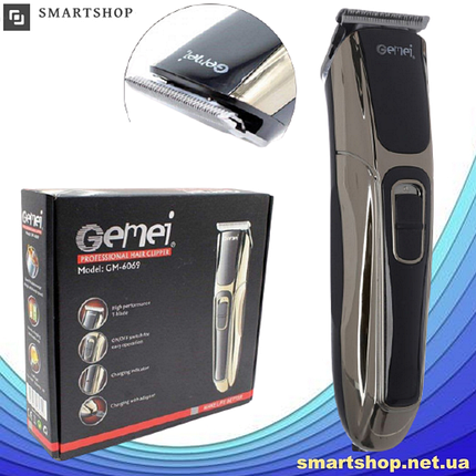 Машинка для стрижки волосся GEMEI GM-6069 - Бездротова акумуляторна машинка, тример, бритва, фото 1