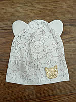 Шапка дитяча для дівчинки демісезонна "Котики", р.50-52, біла.