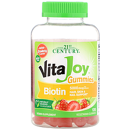 Біотин VitaJoy Biotin Gummies 5000 мкг 21st Century 120 жувальних таблеток