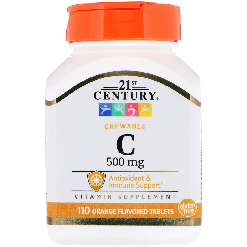 Vitamin C Chewable 500 мг 21st Century 110 таблеток, фото 1