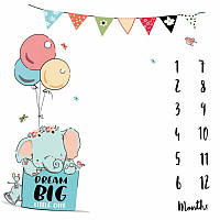 Фотопелюшка/фотофон 12 місяців для перших фотосесій малюка Baby Pictures кульки та слоник (ВР-21413)