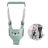 Віжки ходунки повідець для дітей 2в1 з двома типами кріплень BABYKLI зелений песик (BW-21322), фото 2