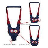 Віжки ходунки повідець для дітей 2в1 з двома типами кріплень BABYKLI синя сова (BW-21310), фото 3