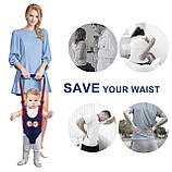 Віжки ходунки повідець для дітей 2в1 з двома типами кріплень BABYKLI синя сова (BW-21310), фото 9