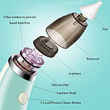 Аспіратор для носа з акумулятором/ соплевідсмоктувач із 5 рівнями всмоктування і 2 насадками Nasal Aspirator, фото 4