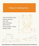 Слінг/елго рюкзак/кенгуру для дітей/хіпсит 3 в 1 для перенесення немовлят від 3.5 до 20 кг Aierbao сірий, фото 7