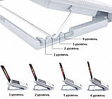 Підставка для ноутбука охолоджувальна з регулюванням швидкості та висоти / 2 вентилятори/2 USB-порти/підсвітка, фото 4