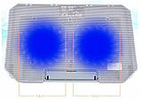 Підставка для ноутбука охолоджувальна з регулюванням швидкості та висоти / 2 вентилятори/2 USB-порти/підсвітка, фото 7