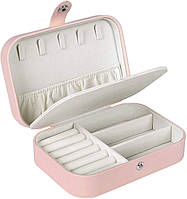 Скринька для прикрас із двома відділеннями та знімними внутрішніми перегородками Jewelry Organizer рожева