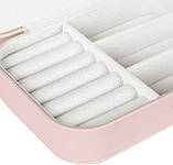 Скринька для прикрас із двома відділеннями та знімними внутрішніми перегородками Jewelry Organizer рожева, фото 4