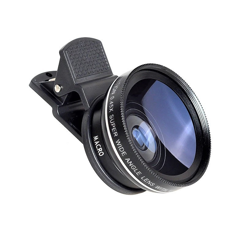 Лінза для телефона універсальна 2 в 1: об'єктив 0.45× ширококутний з 12.5× макрооб'єктивом на кліпсі Phone, фото 1