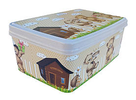 Прямокутний контейнер з кришкою 3,5 л (18x25x10 см) Ведмедики (ELIF Plasti)