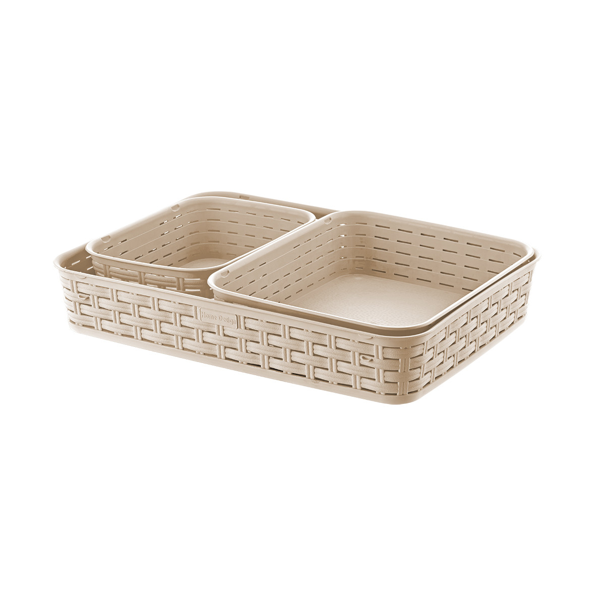 Набор корзин 3в1 Rattan (SP-215) 36x26x6 см, бежевая