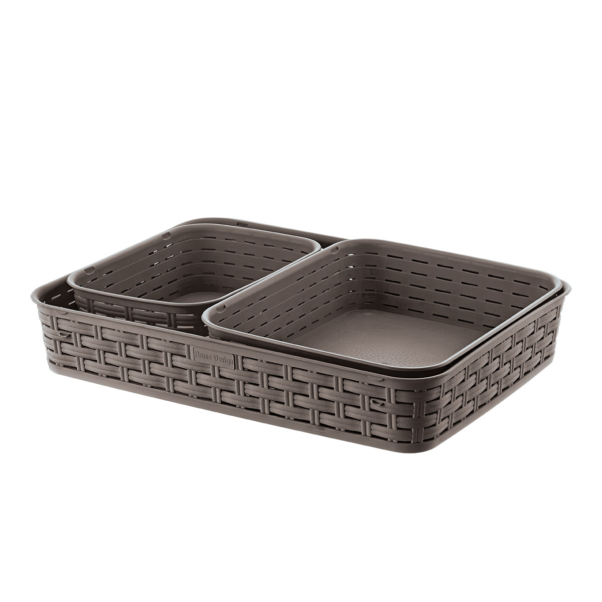 Набір кошиків 3в1 Rattan (SP-215) 36x26x6 см, коричневий