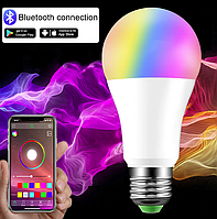 Лампа 15W Е27 RGB LED светодиодная мультицветная Smart с управлением со смартфона по bluetooth
