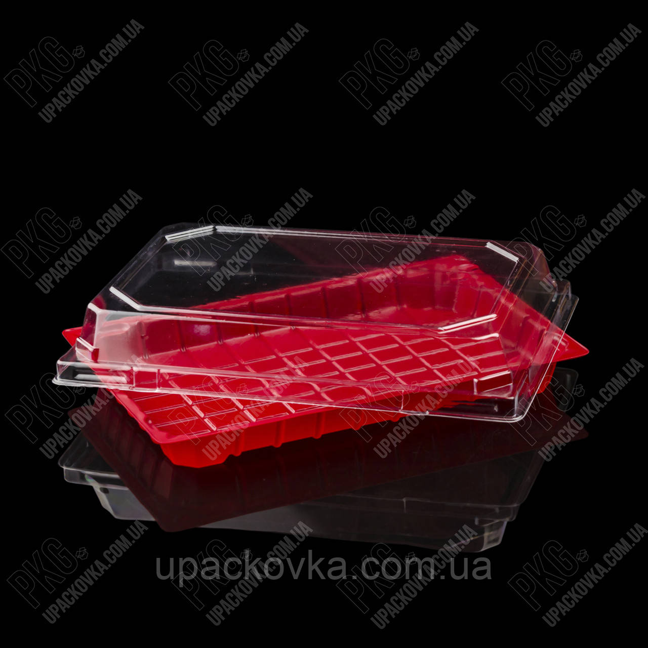 Пластикова упаковка для суші та ролів ПС-64 ЧЕРВОНА, 400 шт/уп