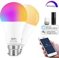 Лампа 15W Е27 RGB LED светодиодная мульти цветная умная Smart с управлением со смартфона по WiFi