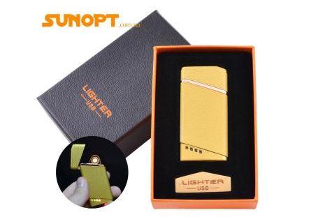 USB запальничка в подарунковій упаковці Lighter (Спіраль розжарювання) №HL-18 Gold