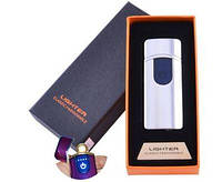 USB зажигалка в подарочной упаковке Lighter (Спираль накаливания) №HL-42 Silver