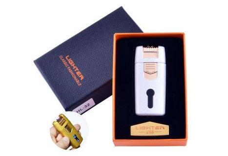 Запальничка в подарунковій коробці Lighter (Подвійна блискавка) №HL-32 White