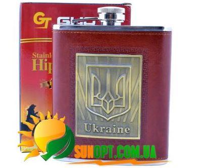 Фляга з неіржавіючої сталі обтягнута шкірою Україна TP-16