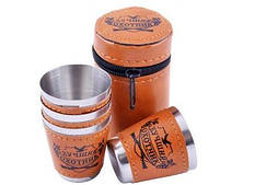 Чарки у шкіряному чохлі Найкращий Мисливець (4 шт.) NoPM-20-2