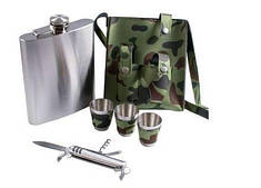 Набір у комуфляжному чохлі Фляга, Рюмки, Ніж PT18-2