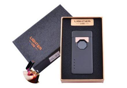 Електроімпульсна запальничка в подарунковій упаковці Lighter (Подвійна блискавка, USB) №HL-51-3