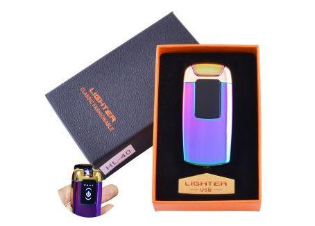 Електроімпульсна запальничка в подарунковому пакованні Lighter (Подвійна блискавка, USB) NoHL-40 Хамелеон