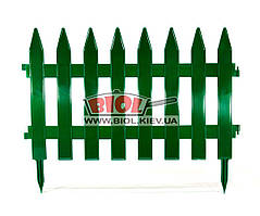 Декоративний паркан для газону (10 секцій, загальна довжина 4,6 м, висота 28 см) (колір — зелений) ММ-пласт GAR3