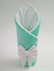 Зимовий конверт на виписку плюш із флісом м'ятний