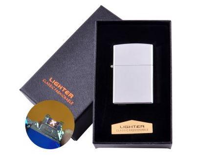 Електроімпульсна запальничка в подарунковій коробці LIGHTER (USB) №HL-136 Silver