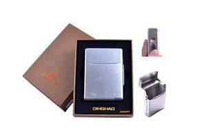 Портсигар + USB запальничка (Під сигаретну пачку, Спіраль розжарювання) №4845 Silver