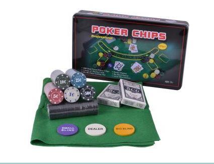 Набір для покера 300 фішок із номіналом у металевій коробці