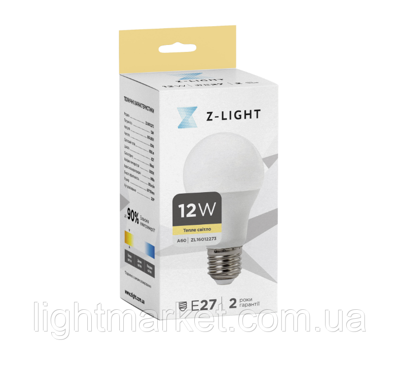 Світлодіодна Лампочка 12Вт цоколь Е27 Z-Light A60 3000K ZL 16012273