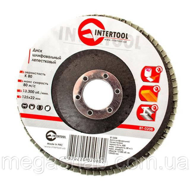 Круг пелюстковий Intertool 125*22.23 мм P80 BT-0208