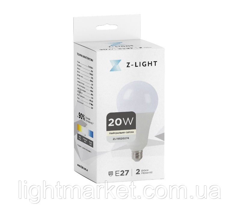 Світлодіодна Лампочка 20Вт цоколь Е27 Z-Light A60 4000K ZL 19520274, фото 1