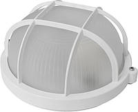 Светильник круг белый опаловый плафон с решеткой пластик ПС-1051-11-1/1  E27