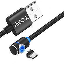 Магнітний кабель TOPK micro USB (L) для заряджання (100 см) Black