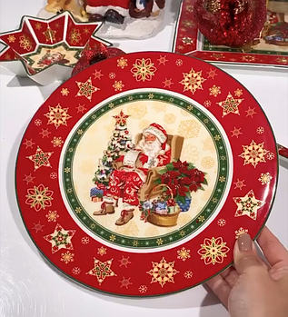Набір із 6 порцелянових тарілок Новорічний 21 см 986-059-6