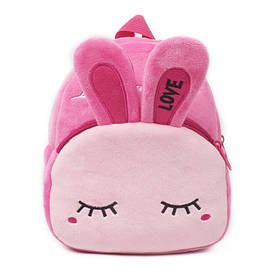 Дитячий Рюкзак з вушками плюшевий для дівчаток. Міні рюкзак для садочка (рожевий)