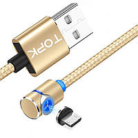 Магнітний кабель TOPK micro USB (L) для заряджання (100 см) Gold