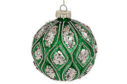 Ялинкові шари з рельєфом і декором з гліттера, 10см - 8шт