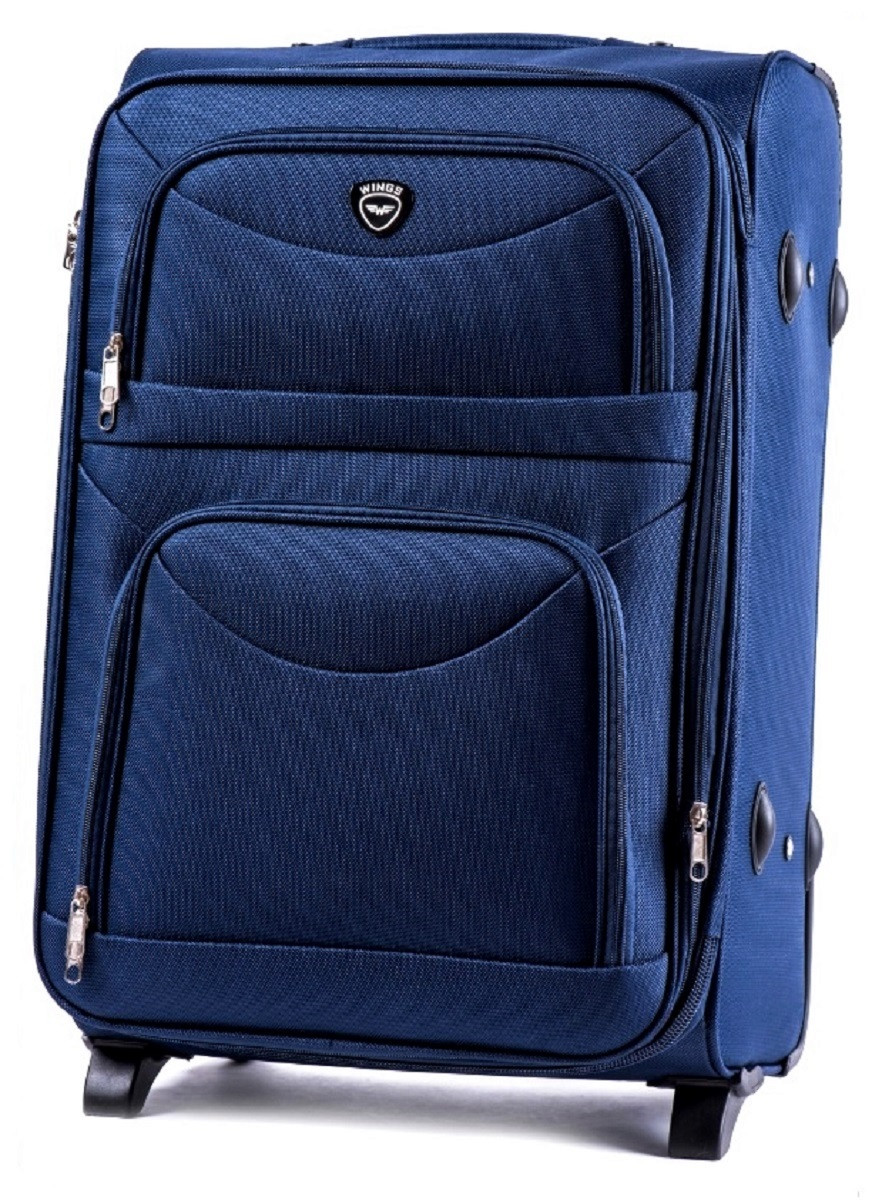 Валіза тканинна WINGS 6802 середня темно-синя 2 колеса, фото 1