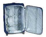 Валіза тканинна WINGS 6802 середня темно-синя 2 колеса, фото 5
