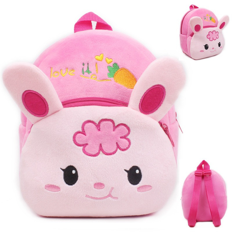 Рюкзак детский с ушками плюшевый для девочек. Мини рюкзак для садика (розовый) - фото 2 - id-p1269967632