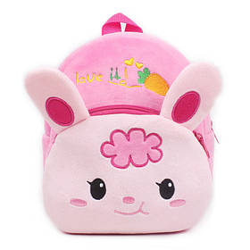 Дитячий Рюкзак з вушками плюшевий для дівчаток. Міні рюкзак для садочка (рожевий)