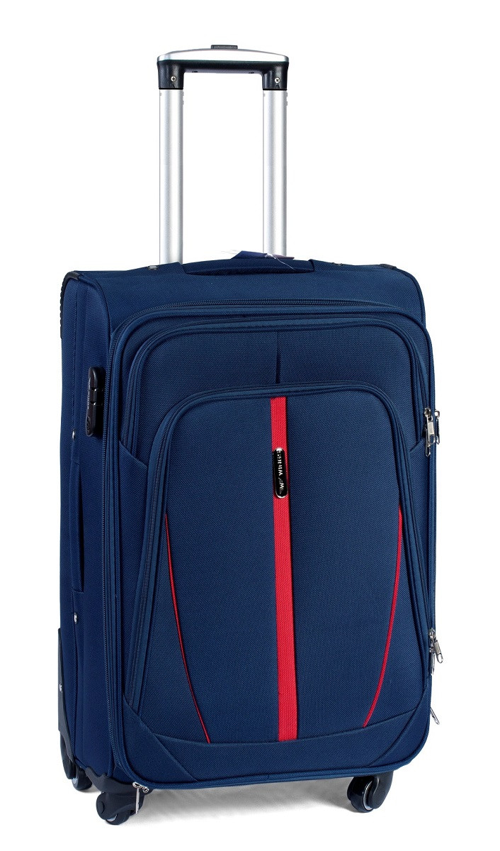 Валіза тканинна WINGS 1706 середня 65 см темно-синя 4 колеса, фото 1